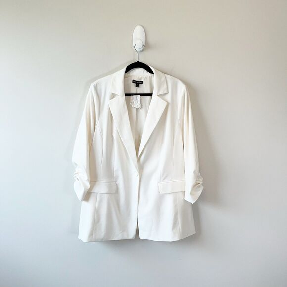 Lane Bryant Perfect Drape Blazer Egret White Stretch Knit Classic Size 20 NWT’s - Picture 6 of 13